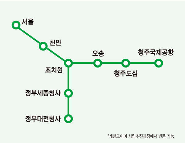 대전-세종-충북 광역철도 CTX 노선도 / 국토교통부